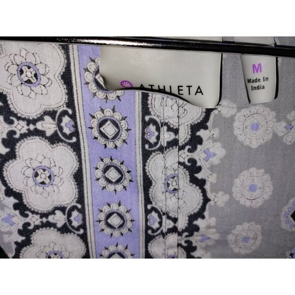 Athleta Womens Dress Sz Medium Mini Gray Lavender Tunic Wrap Stretch Cottagecore - Picture 8 of 14